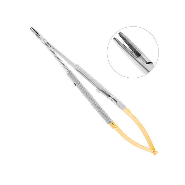 Иглодержатель микрохирургический прямой Castroviejo-Gomel TC, длина 180 мм | HLW Dental Instruments (Германия)