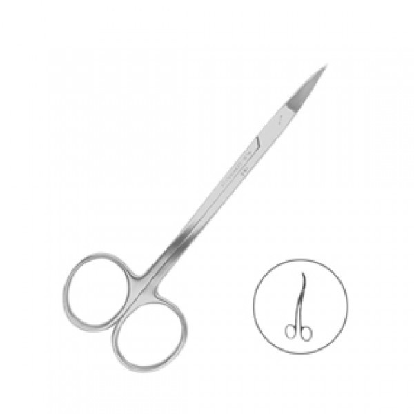 Ножницы хирургические двойной изгиб, зубчатая поверхность, La Grange, 135 мм., HLW Dental Instruments (Германия)