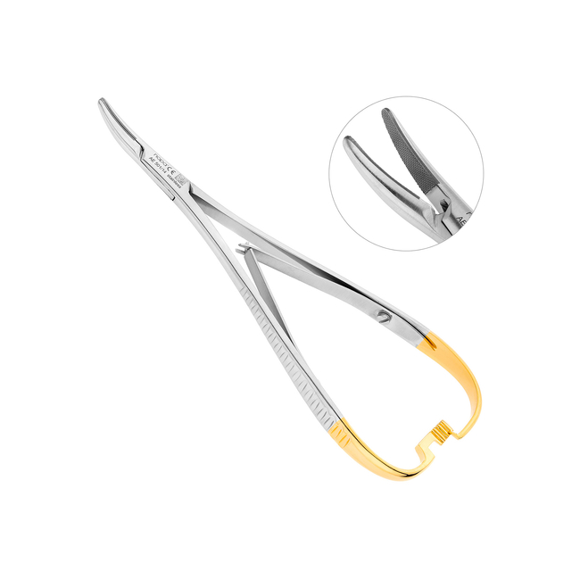 Иглодержатель MATHIEU изогнутый с твердосплавными вставками, 14 см | Nopa Instruments (Германия)