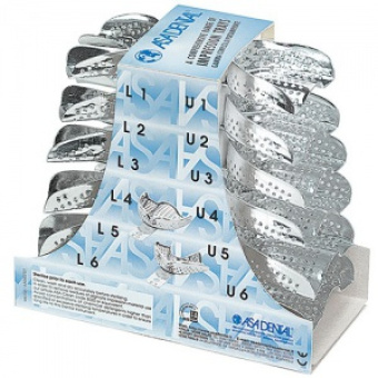 Ложка слепочная, набор 12 штук, с перфорацией без бортиков алюминиевая, Asa Dental (Италия)